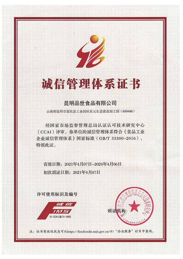 胜游亚洲诚信管理体系认证书